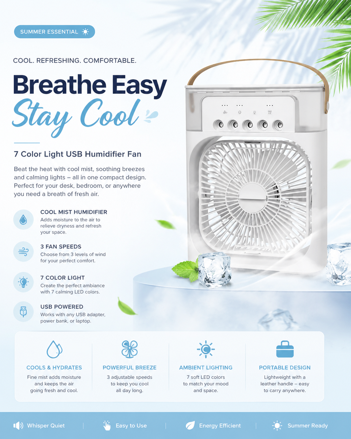 PORTABLE HUMIDIFYING FAN – COOL, REFRESH, AND RELAX ANYTIME