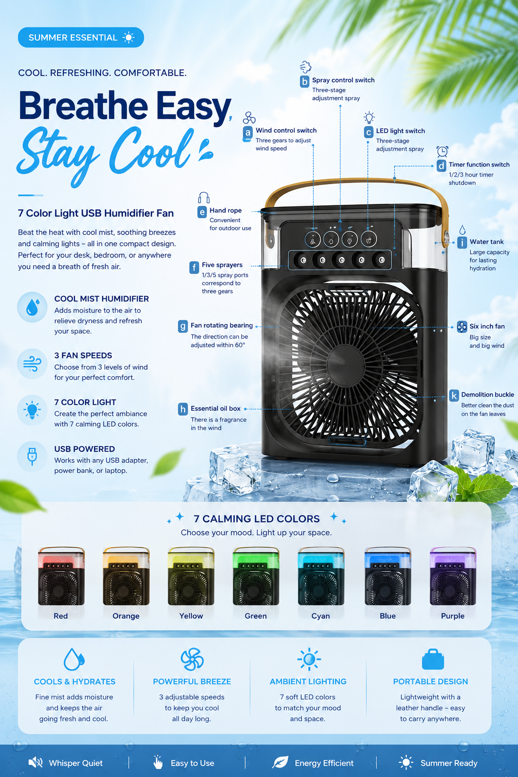 PORTABLE HUMIDIFYING FAN – COOL, REFRESH, AND RELAX ANYTIME
